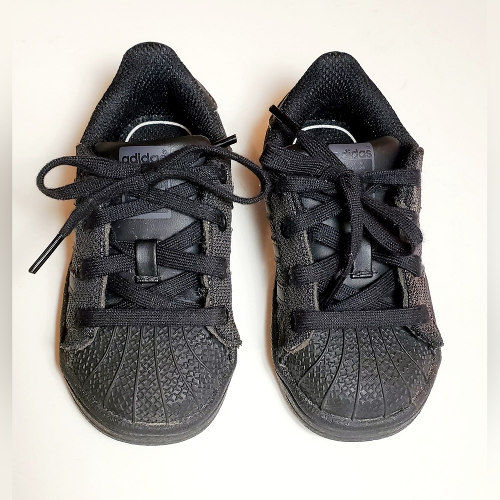 Adidas Superstar Youth Toddler Black Iridescent Sneakers Size 6K